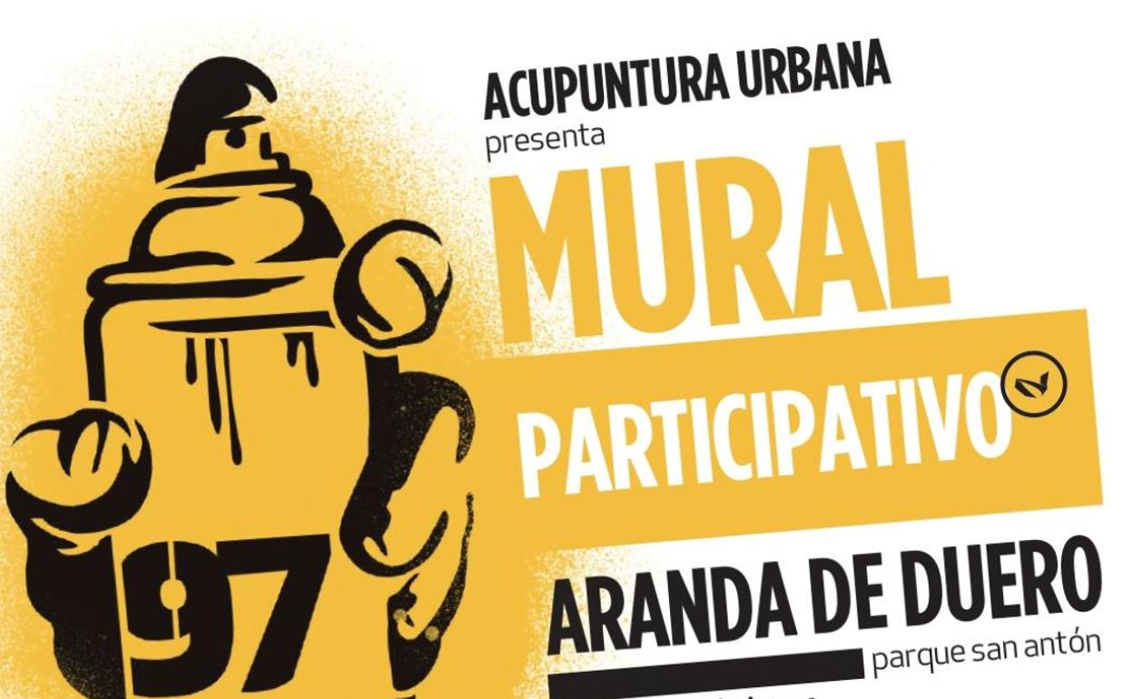 Cartel del mural participativo de Aranda, en la provincia de Burgos 