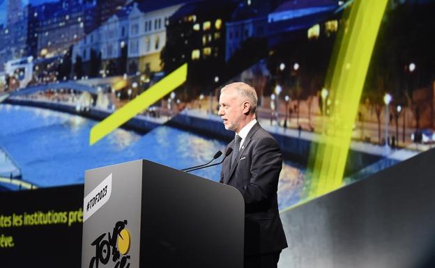 El lehendakari Iñigo Urkullu, durante la presentación del Tour 2023 en París. 