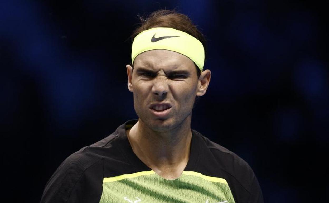 Nadal gesticula durante el partido ante Fritz. 