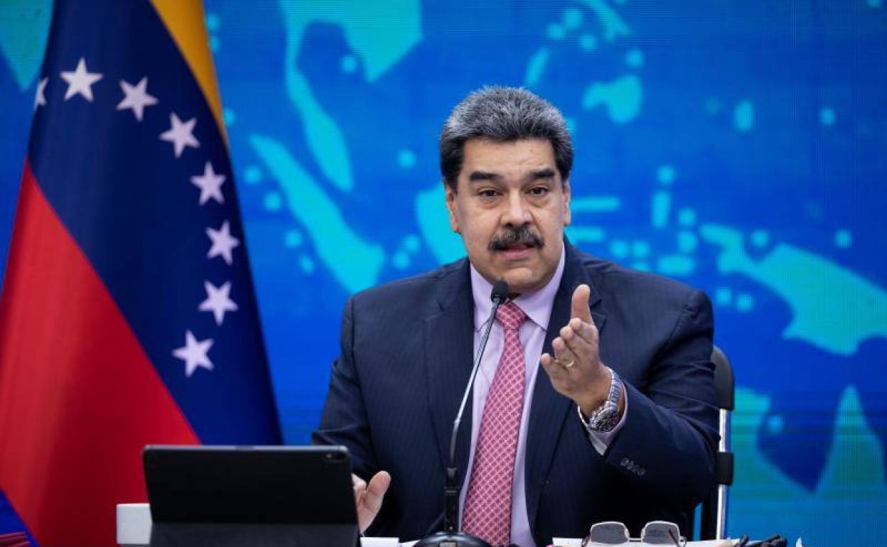 El presidente de Venezuela, Nicolás Maduro, durante una rueda de prensa, este miércoles en el Palacio de Miraflores en Caracas.