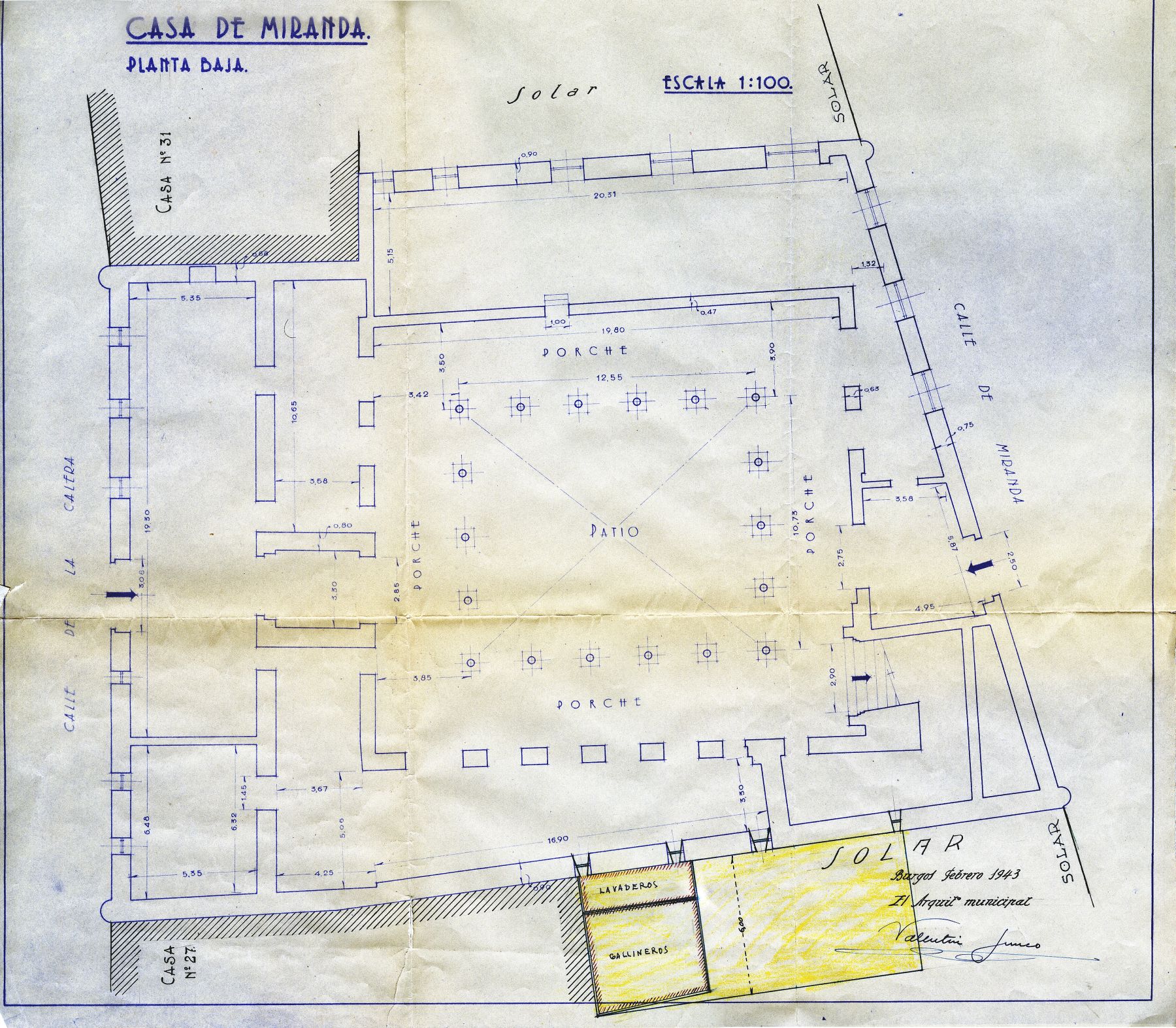 Plano de la Casa de Miranda. 