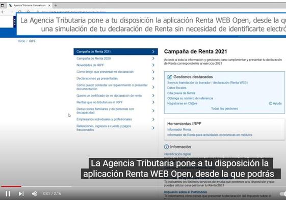 Vídeo simulador de la declaración de la renta.