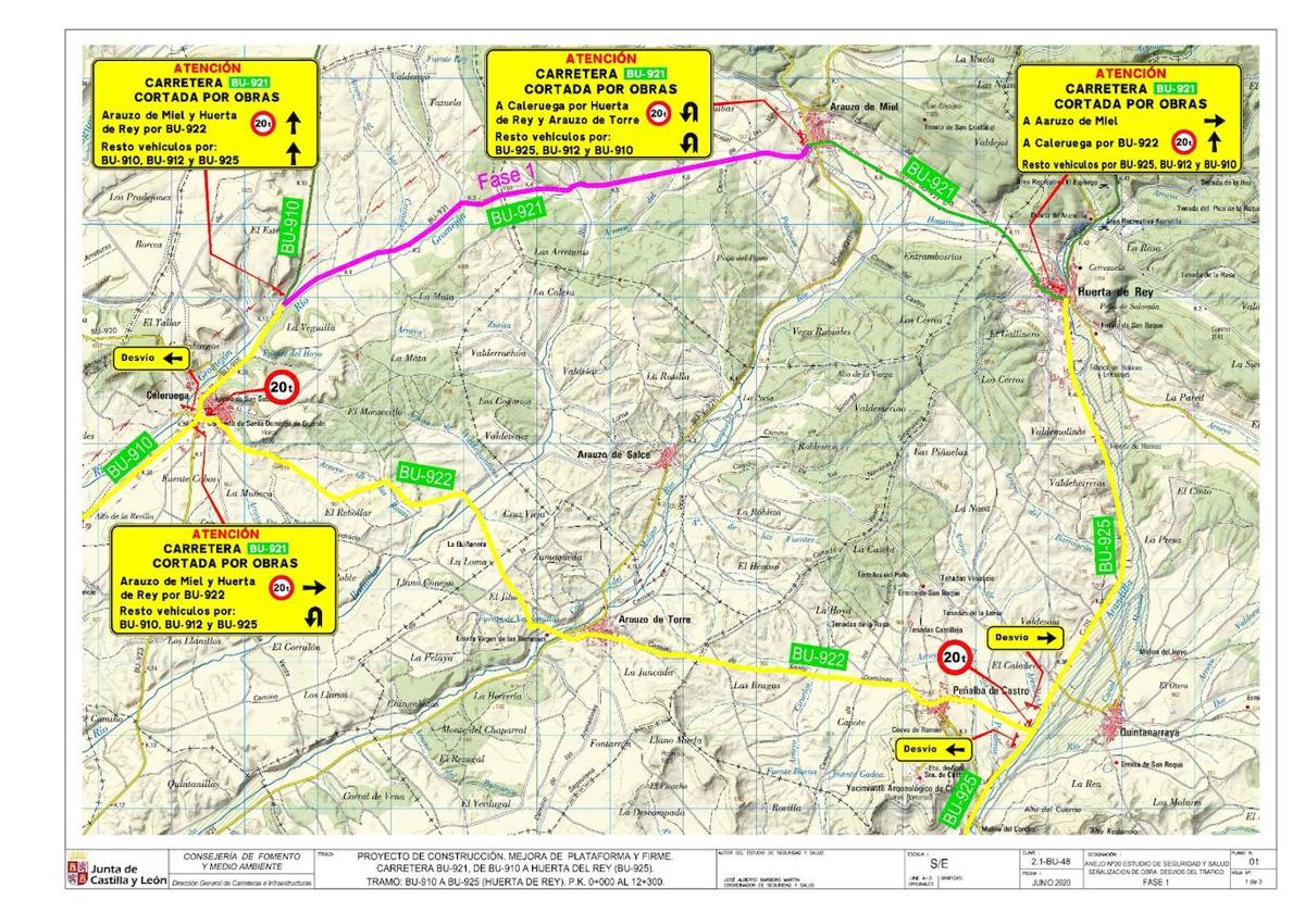 Cortes al tráfico durante seis meses por obras en la BU-921 hasta Arauzo de Miel
