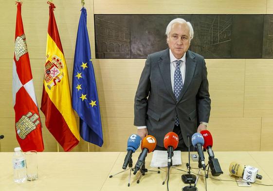 El presidente del TSJCyL, José Luis Concepción, en la presentación de la memoria judicial de 2022 en la comunidad este jueves en la sede del Alto Tribunal en Burgos