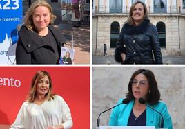 Cristina Ayala (PP), Rosario Pérez (Cs), Carolina Blasco (Decide Burgos) y Margarita Arroyo (Podemos), candidatas a la Alcaldía de Burgos.