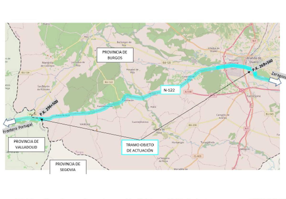 Las obras de reforma de la N-122 provocarán afecciones al tráfico a partir del lunes