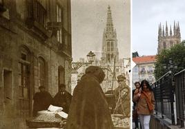 La plaza Vega de Burgos en 1894 y en 2023.