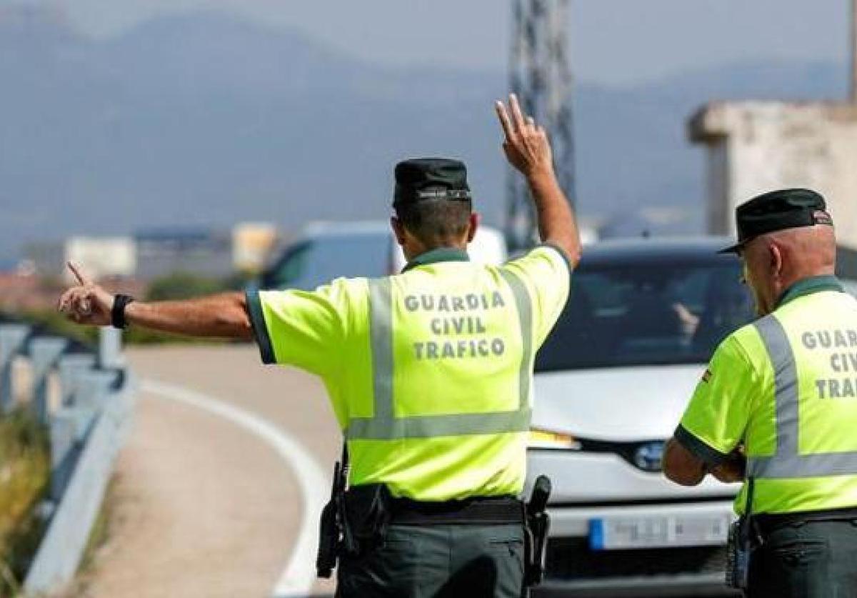 Agentes de la Guardia Civil en un control de tráfico en Castilla y León.