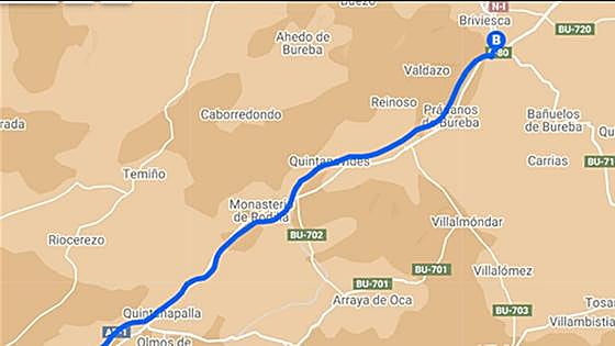 Cortes al tráfico por obras en la N-1, entre Rubena y Fresno de Rodilla, del 22 al 26 de mayo