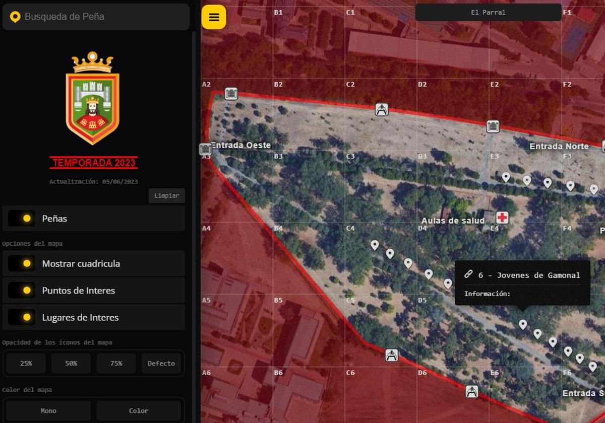 El mapa interactivo de El Parral 2023.