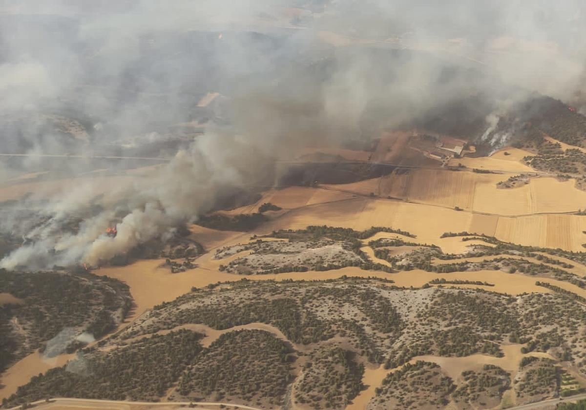 Imagen de aérea del incendio en Quintanilla del Coco, en 2022.