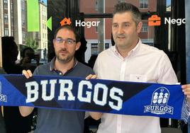 Presentación de Lolo Encinas como nuevo técnico del San Pablo Burgos junto al director deportivo de la entidad, Albano Martínez