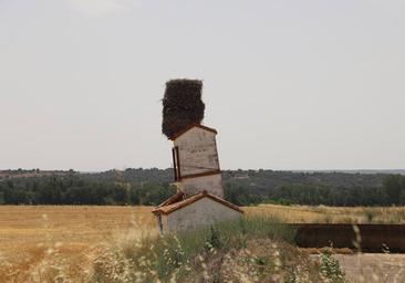 La historia de la torre inclinada bajo tres nidos de cigüeña en Burgos