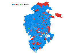 Mapa del resultado del 23J por municipios en Burgos.