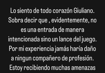 Matos se disculpa con Giuliano Simeone y denuncia haber recibido amenazas tras su lesión