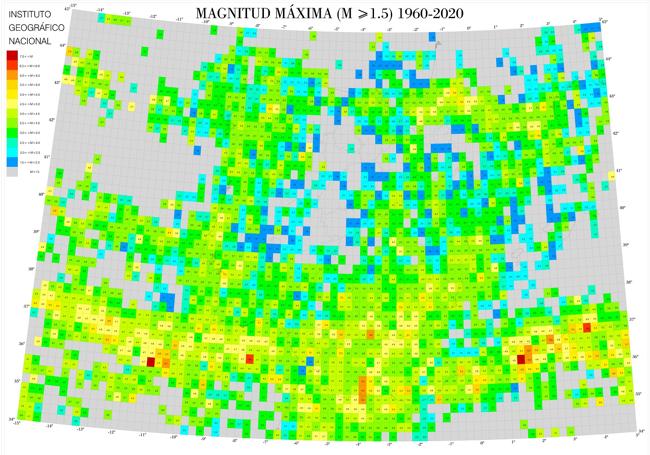 Riesgo de terremotos de magnitud igual o superior a 1.5.