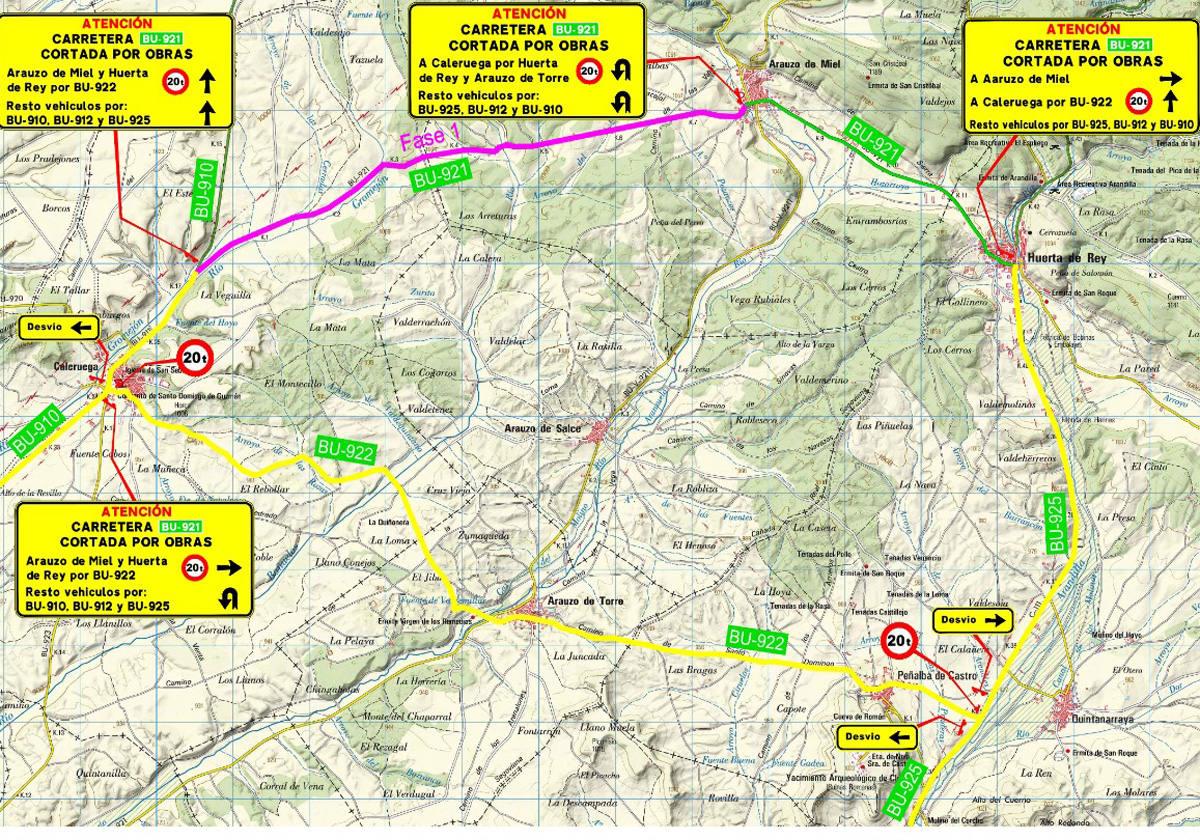 Los cortes de tráfico en la BU-921 se alargarán hasta diciembre