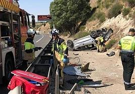Imagen de archivo de un accidente ocurrido en las carreteras burgalesas en 2022.