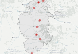 Mapa con los ocho focos registrados en la provincia de Burgos.