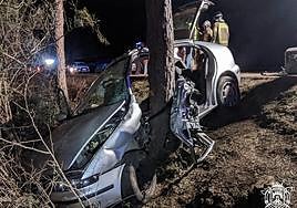 Estado del vehículo tras salirse de la vía.