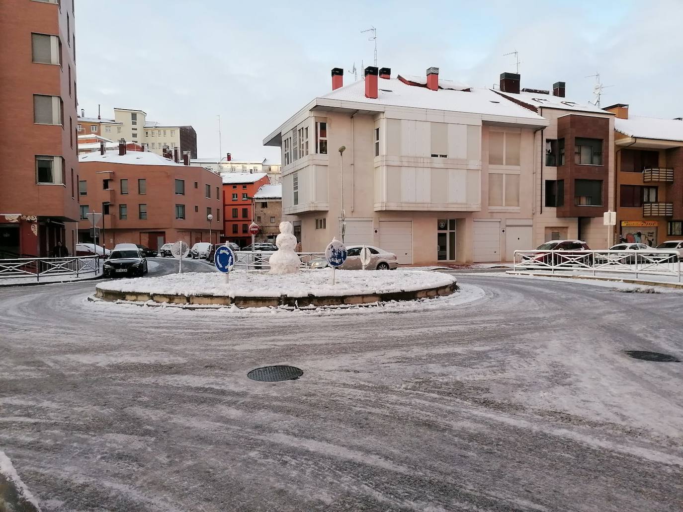 Hielo en la calzada de Burgos. 