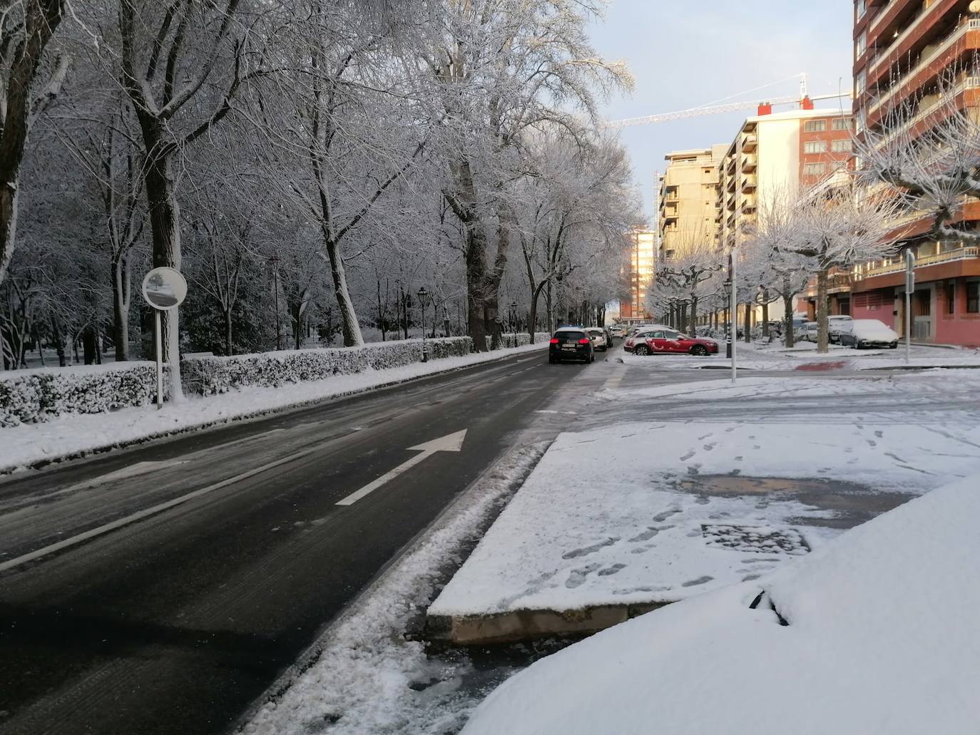 Hielo en las aceras de Burgos. 