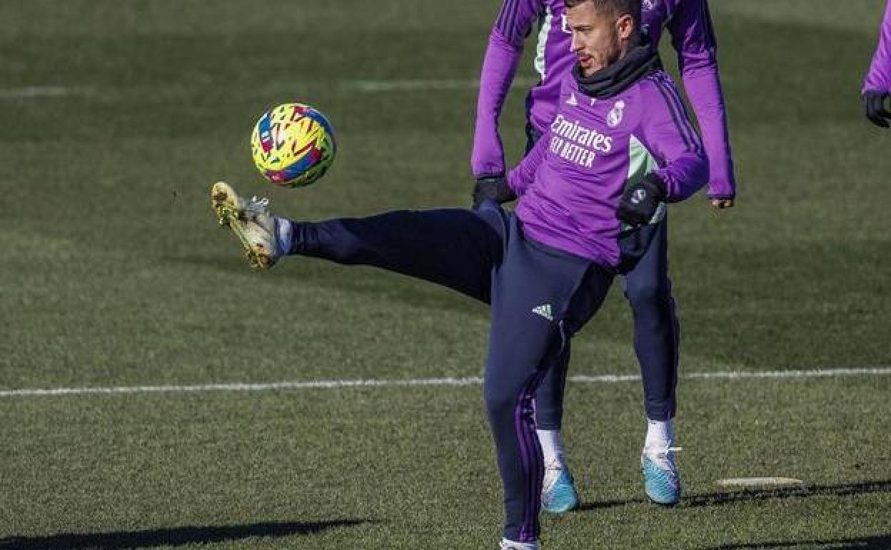 Eden Hazard, durante un entrenamiento del Real Madrid