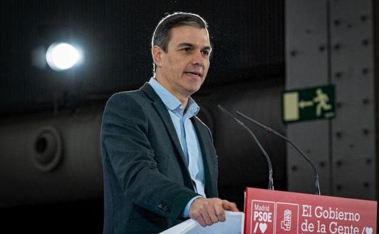 El presidente del Gobierno, Pedro Sánchez, en el acto de presentación de Reyes Maroto