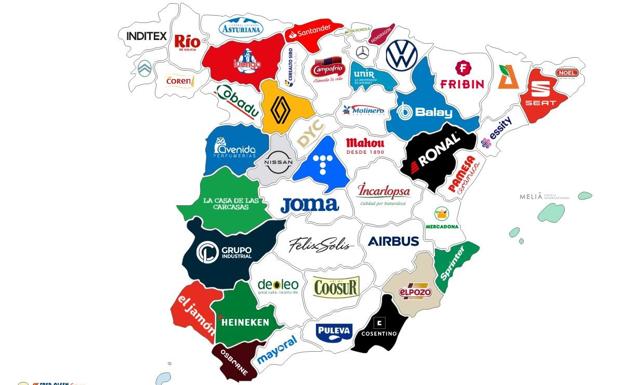 Mapa de empresas más relevantes en España.