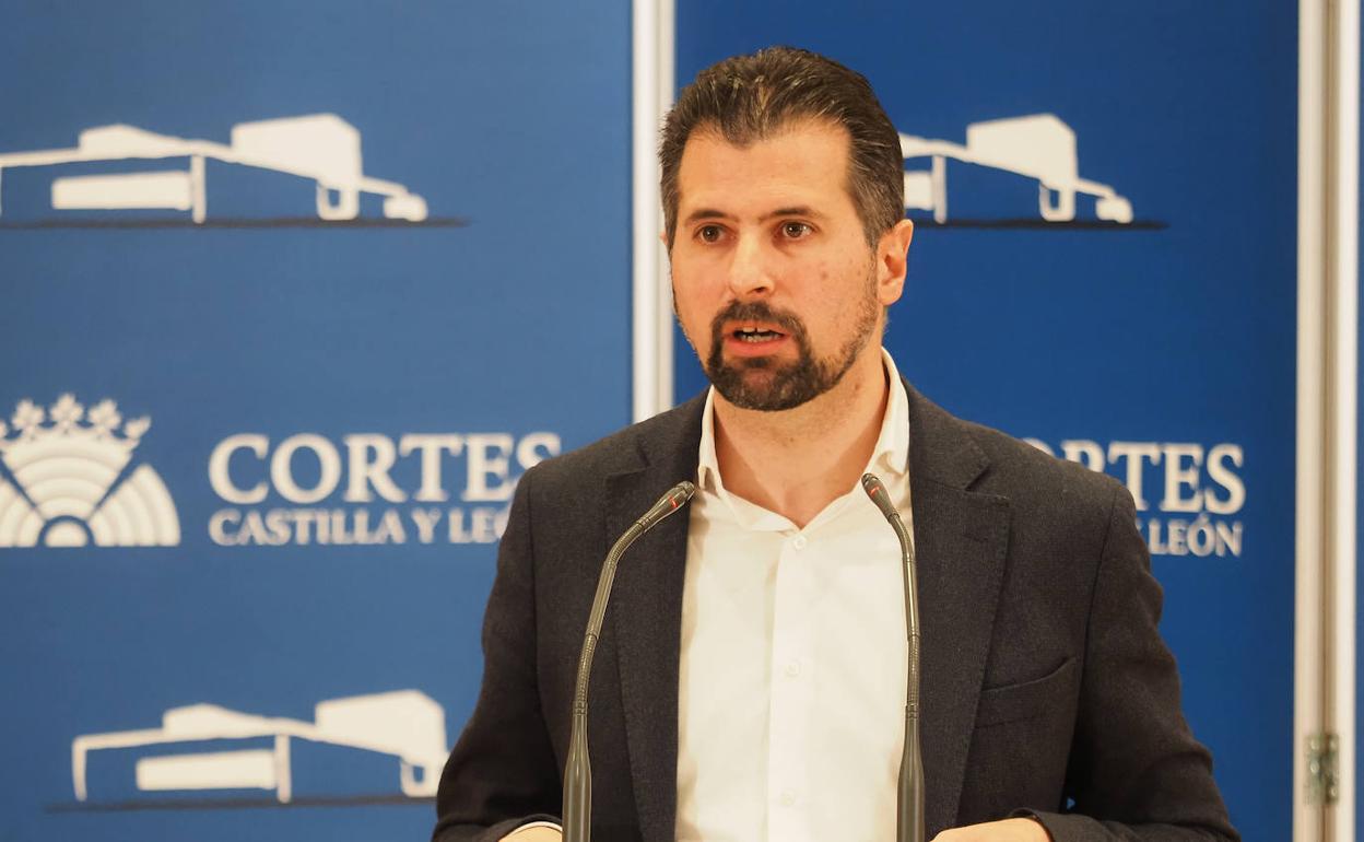 Luis Tudanca, en una intervención en las Cortes de Castilla y León.