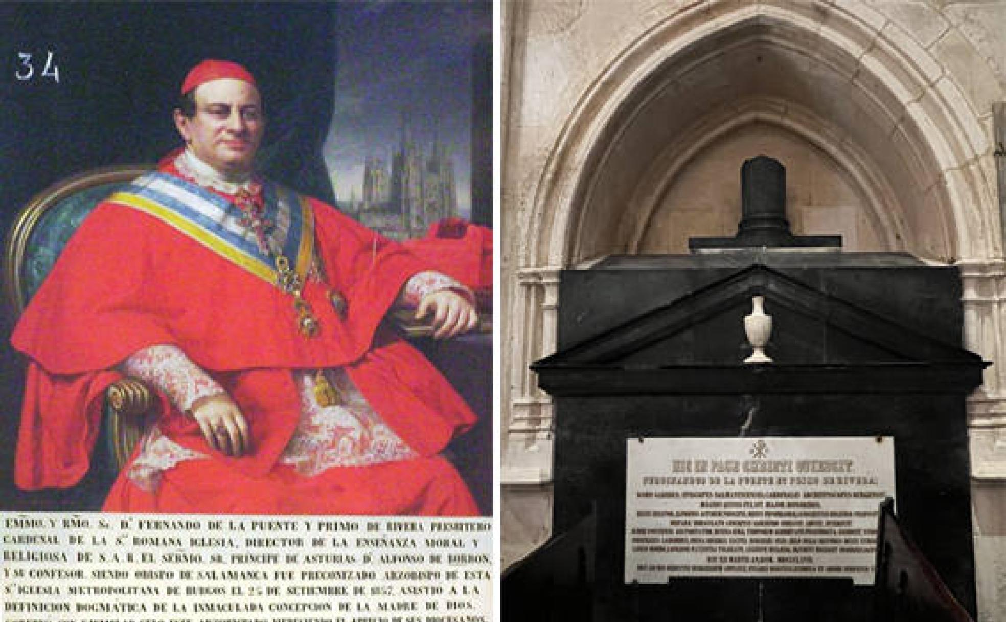 Retrato de De la Puente de la capilla de Santa Catalina y sepulcro en la del Santo Cristo.