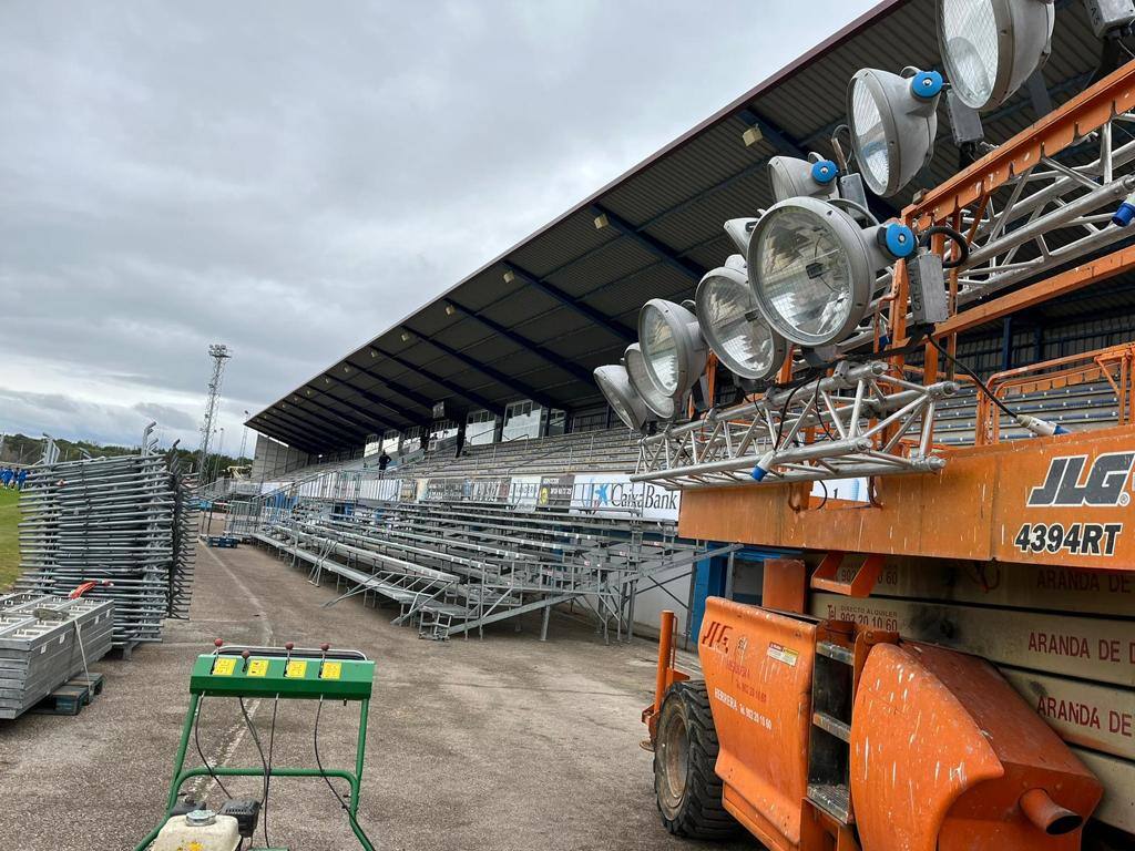 Así se prepara el estadio de la Arandina para recibir al Real Madrid