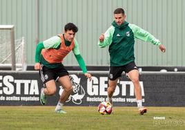 Dani Ojeda, durante un entrenamiento del Burgos CF