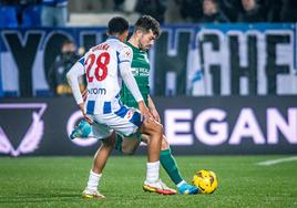 Lance del partido entre el Leganés y el Burgos CF durante el partido de este lunes.