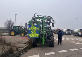 Imagen de las protestas agrarias autorizadas esta mañana en Aranda de Duero.