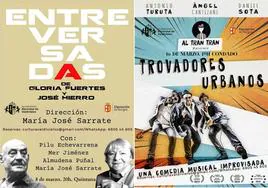 Carteles de los espectáculo 'Entreversadas' y Trovadores urbanos.