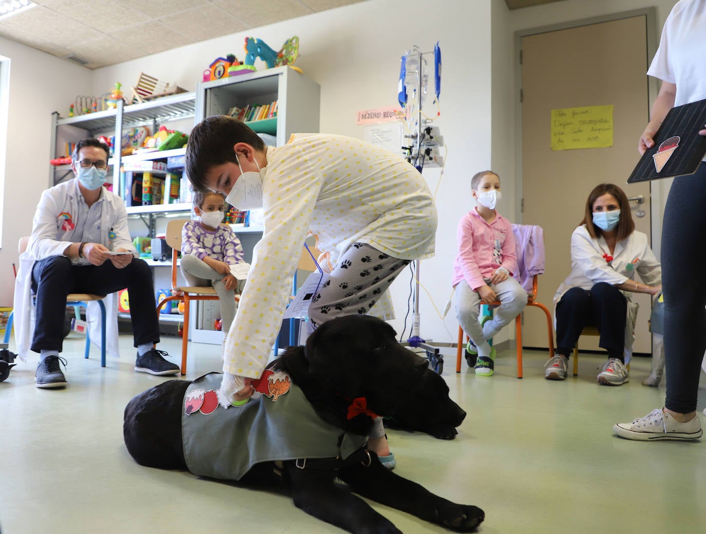 La terapia con perros para los niños hospitalizados en Burgos, en imágenes