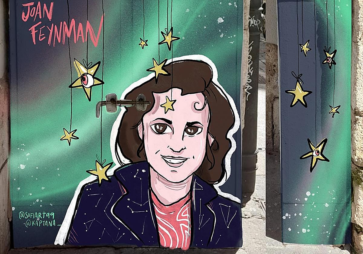 Boceto de Joan Feynman realizado por Sofía Sanz Curiel.