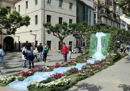 Alfombra floral del Paseo del Espolón, el año pasado.