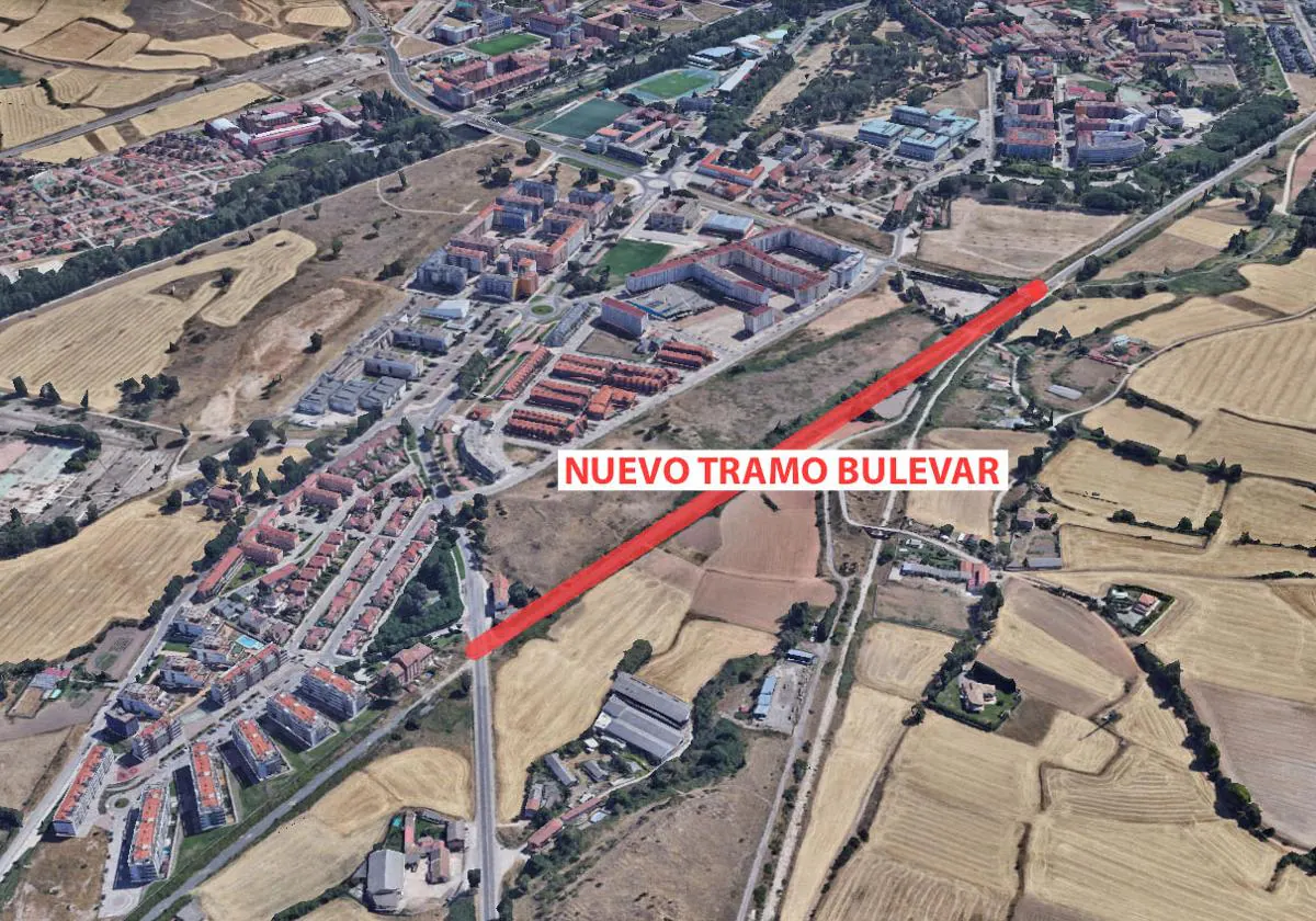 Imagen aérea del futuro tramo del Bulevar Ferroviario.