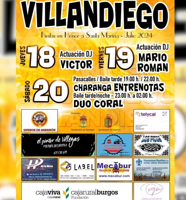 Cartel de fiestas de Villandiego de 2024.