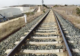 Vista de una de las vías de acceso al polígono de Villalonquéjar por tren.