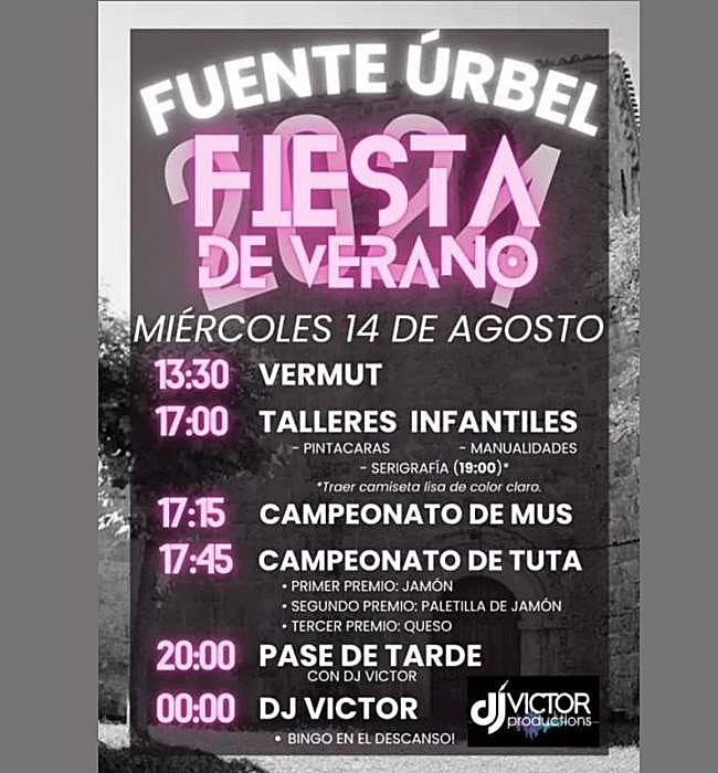 Cartel de Fiesta del Verano de Fuente Úrbel 2024.