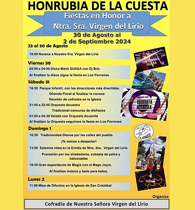 Cartel de fiestas de Honrubia de la Cuesta 2024.