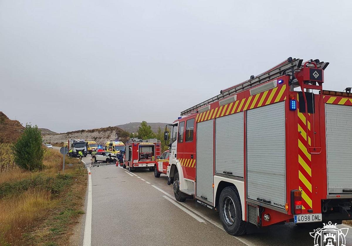 Imagen del accidente en el que han fallecido dos vecinos de Tardajos este jueves.