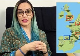 Elena Rodríguez explica la creación de la primera universidad de la penísula ibérica.