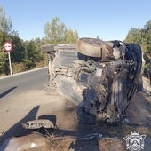 Atrapado un herido en un accidente en Úrbel del Castillo