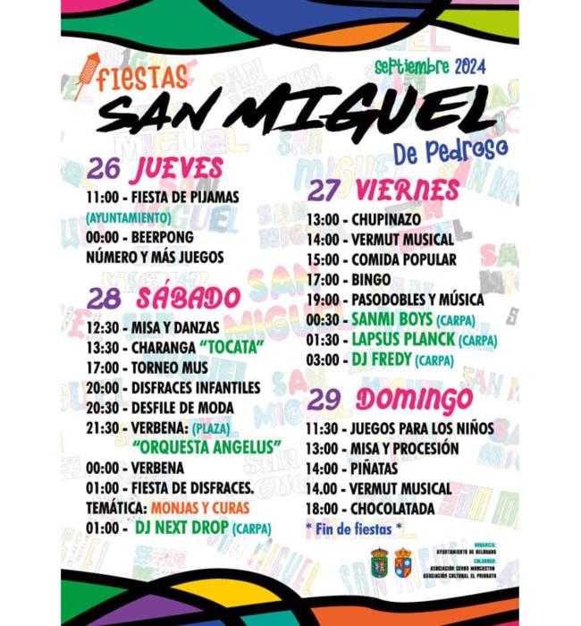 Cartel de fiestas de San Miguel de Pedroso 2024.