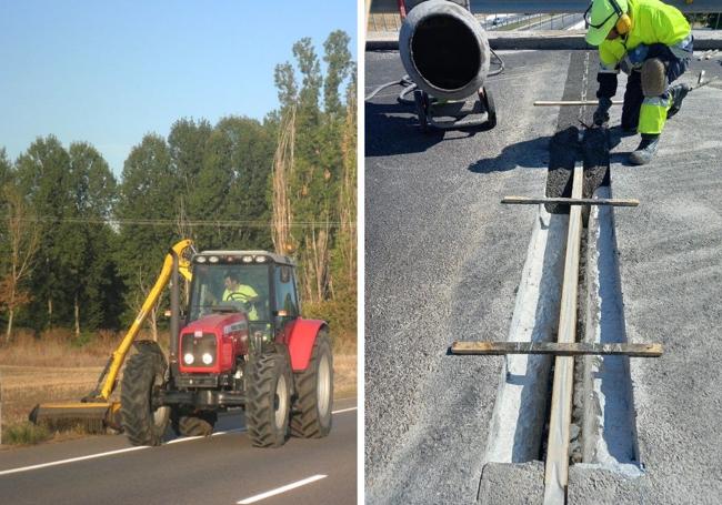 Obras de mantimiento en las carreteras.