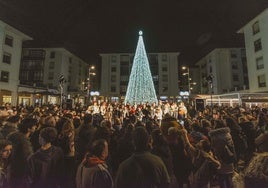 Alumbrado navideño en Medina de Pomar, en 2023.